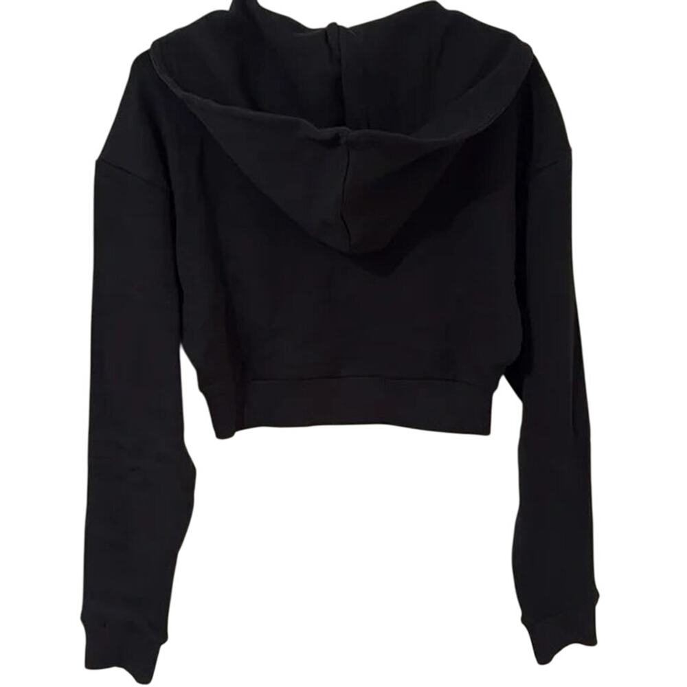 NWT WeWoreWhat Cropped Half Zip Fleece Cotton Hoodie Long Sleeve XS Black #4296 - Picture 14 of 15